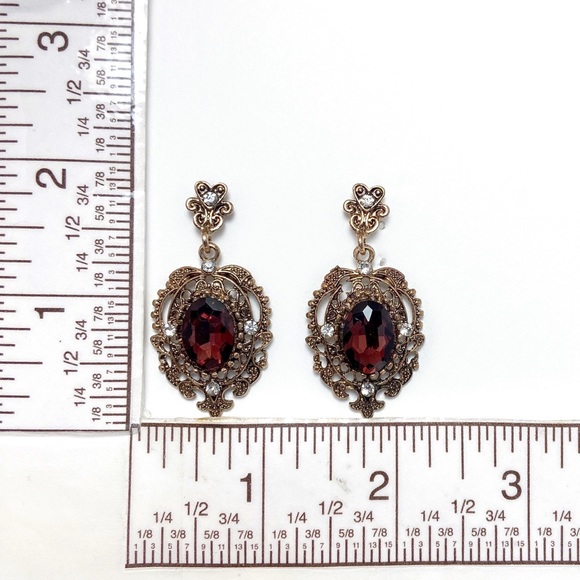 Vintage Style Aged Gold Topaz Drop Earrings  e2 - Picture 3 of 3